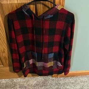 12 PM by Mon Ami hooded flannel pattern top Sz Small